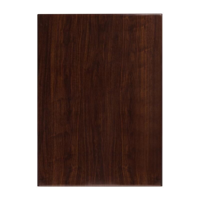 30" x 42" Rectangular Resin Restaurant Table Top in High-Gloss Walnut Finish