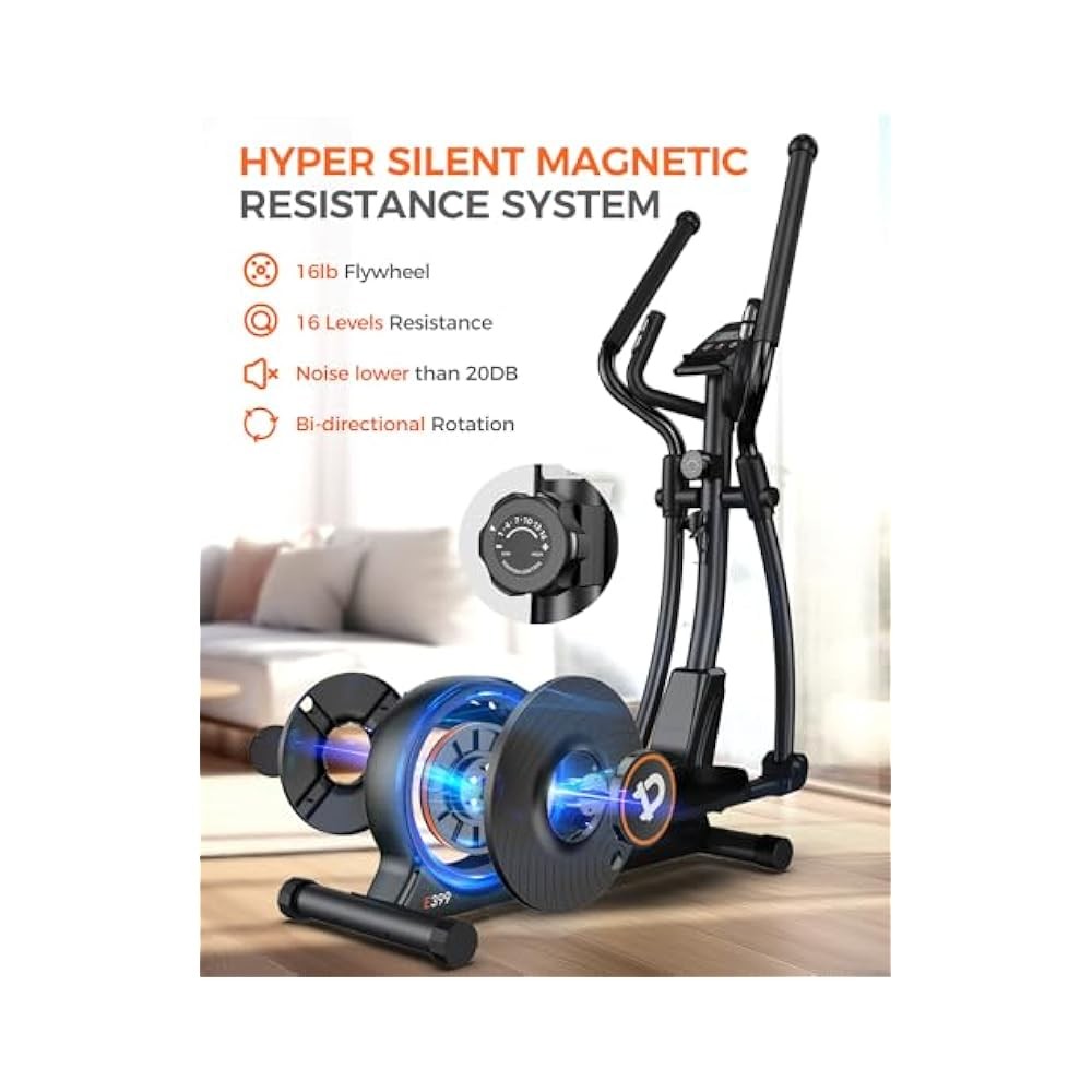 Elliptical Machine, 16 Level Magnetic Resistance, 350 lbs Capacity