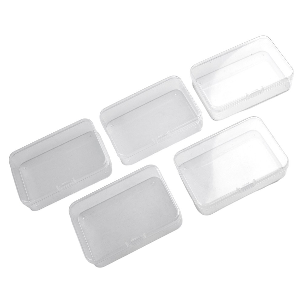Plastic Box Rectangle Keeper Transparent Crafts Organizer 5pcs Storage
