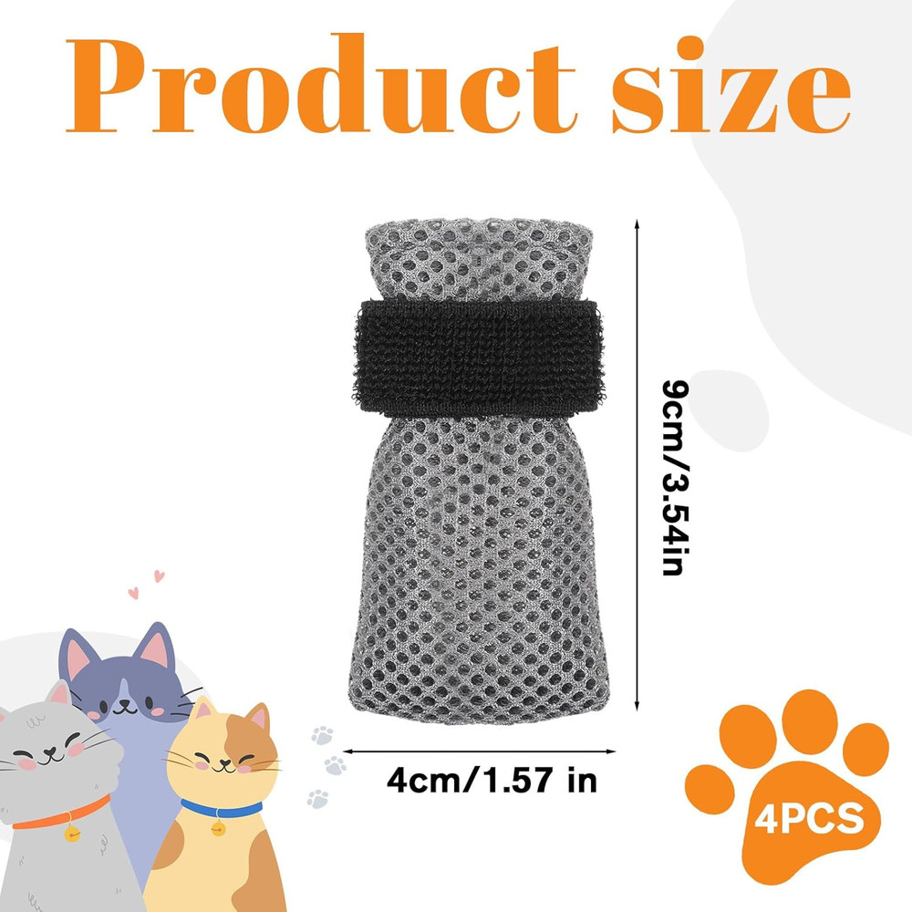 4Pcs Cat Mittens Anti Scratch Covers Adjustable Mesh Cat Booties Pet Socks