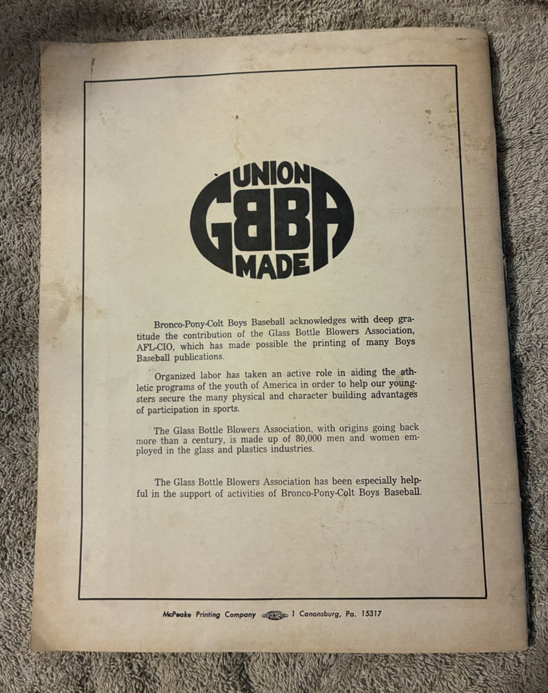 1975 Bronco League Baseball World Series Program--Free Ship