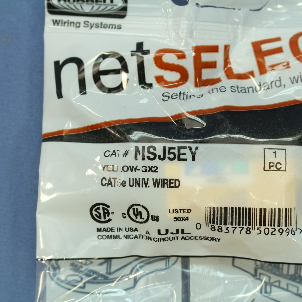 Hubbell netSELECT Yellow Universal A/B Cat5e Voice Data Jack 8-Position NSJ5EY