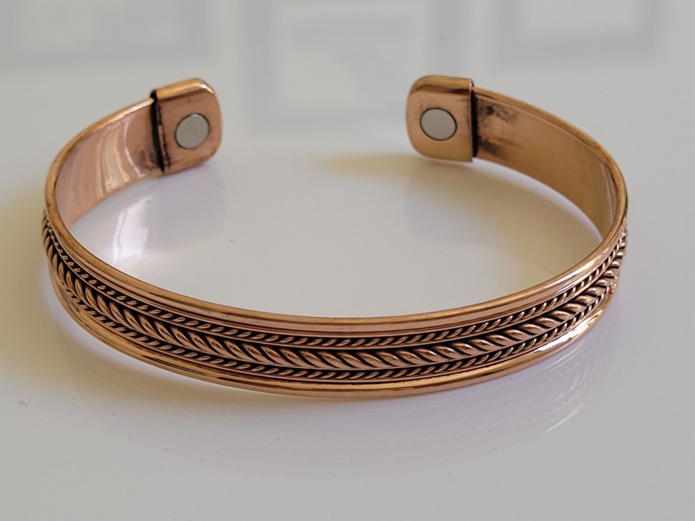 Pure Copper Magnetic Bracelet Solid Copper Arthritis Therapy Cuff Bangle Dome
