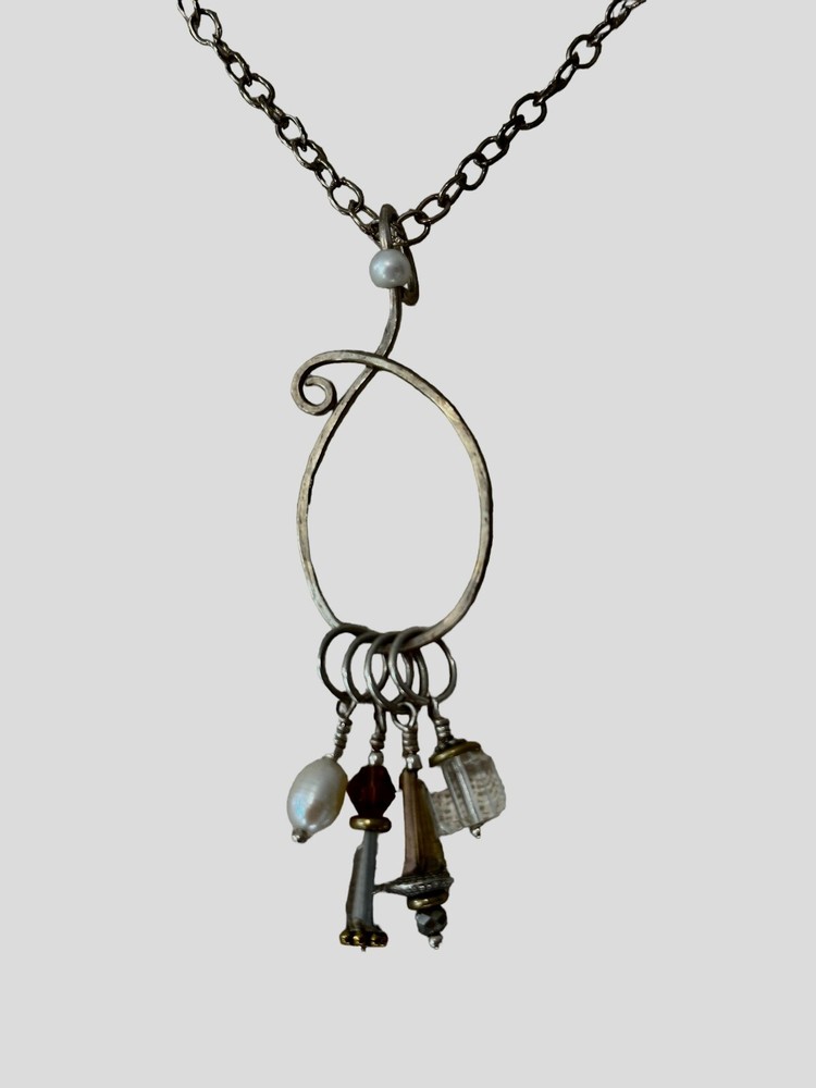 Wool & Wire Stitch Marker Necklace 36” Adjustable Crafting Sewing Fan