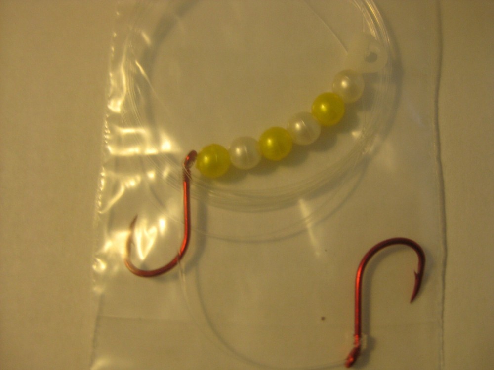 Walleye 2 Hook Quick Change Crawler Harness (Yellow and White Beads)