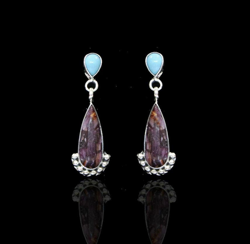 Ashena Turquoise & Spiny Oyster Drop Earrings