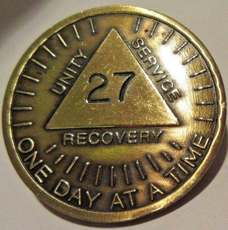 Alcoholics Anonymous AA 27 Year Sunshine Bronze Medallion Token Chip Sober