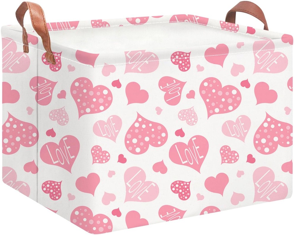 Rectangular Pink Gift Basket Empty,Fabric Storage Basket with Handles,Books ,...
