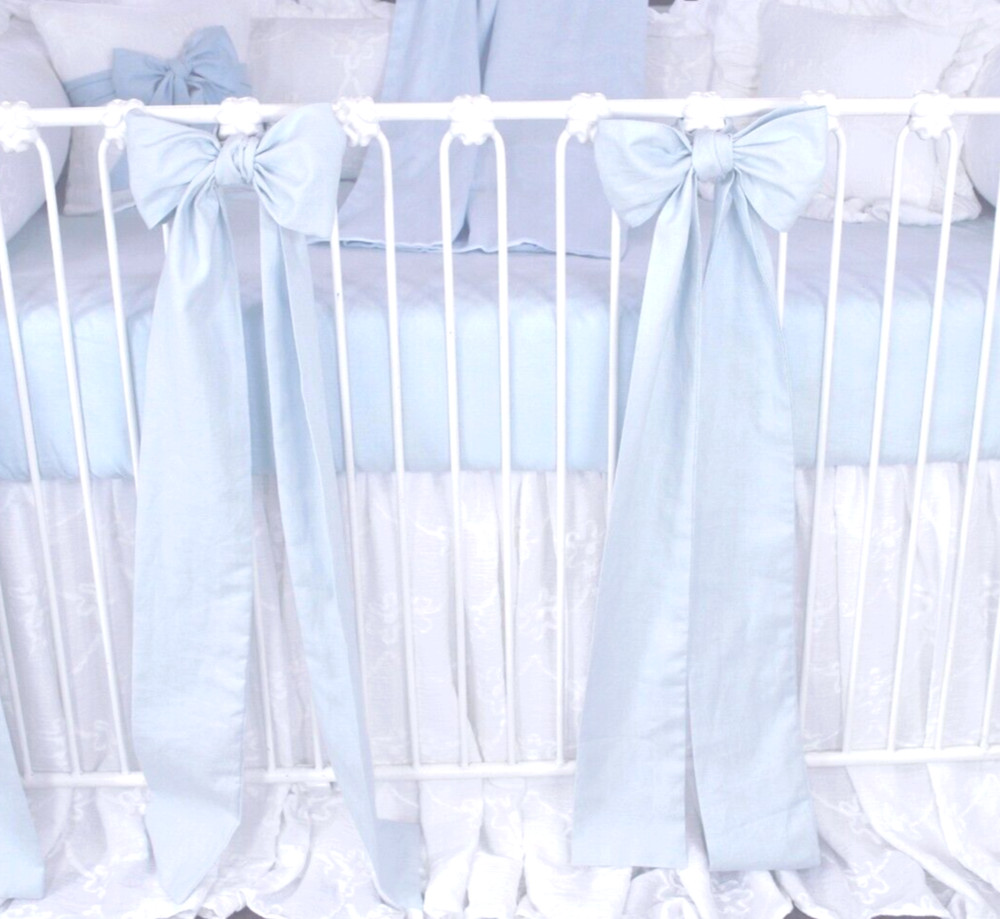 Blue Linen Crib Sheet
