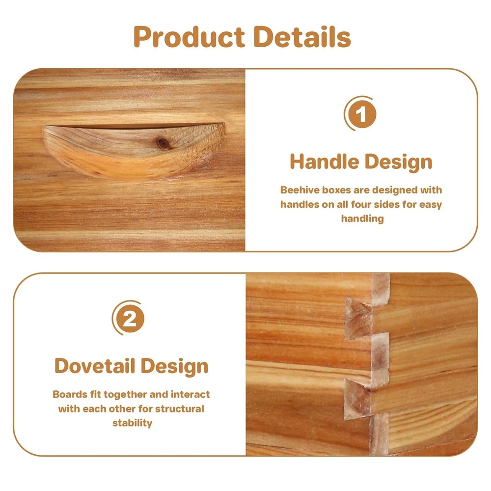 3 Layer Beekeeping Starter Hive Kit 2 Deep 1 Medium 10 Frame Cedarwood Kit