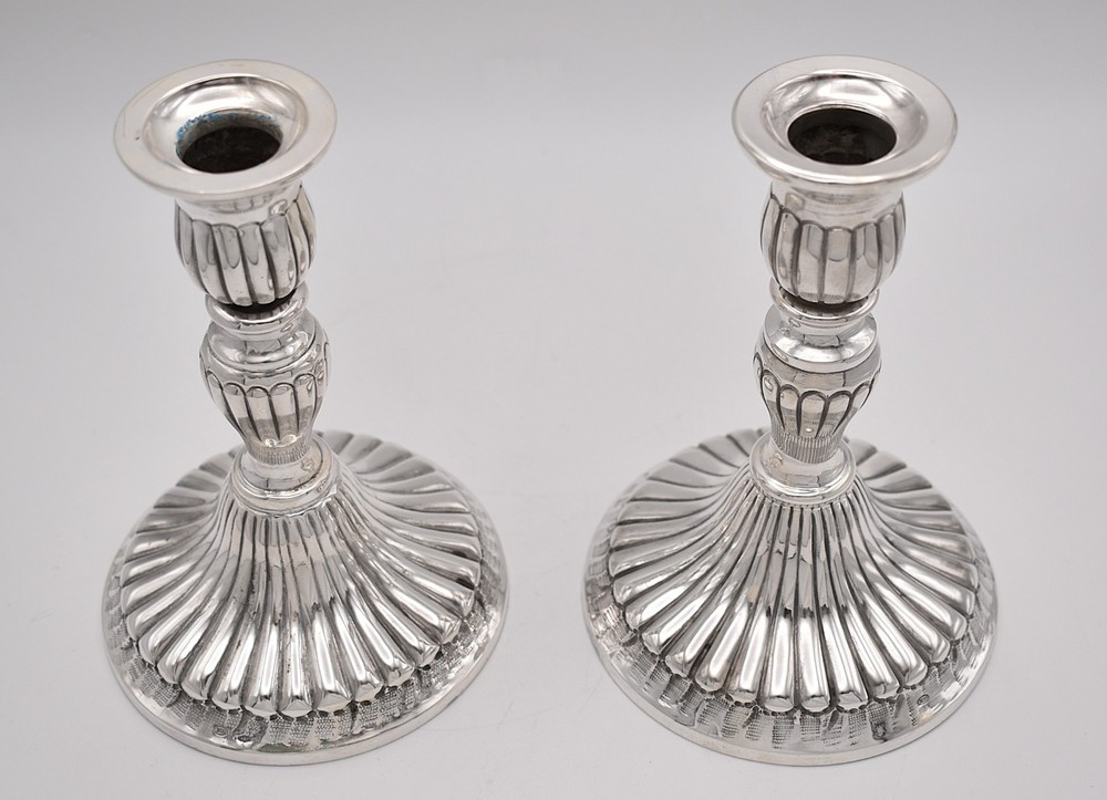 Vintage Italian 800 Solid Silver Candlesticks, Milan Hallmarks 147 MI, Pair