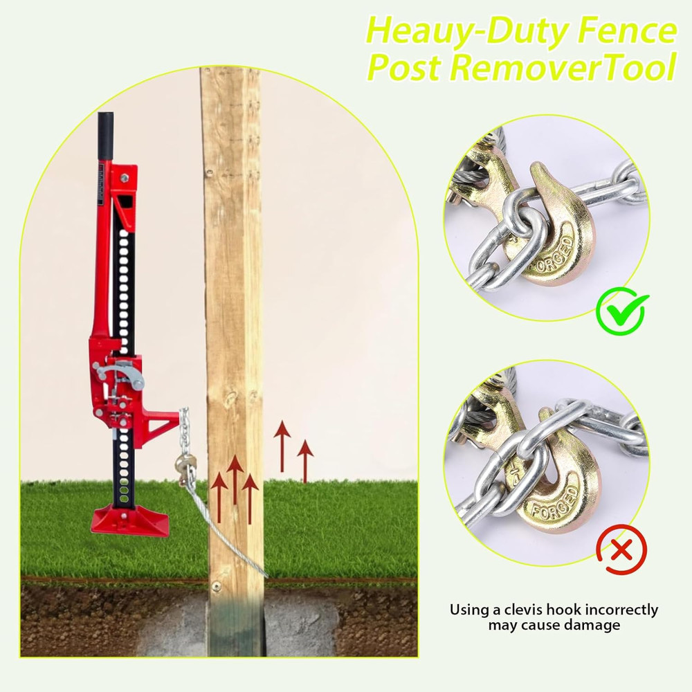 Fence Post Remover Tool – Heavy-Duty Galvanized Cable & Chain to Pull 4X4 Posts
