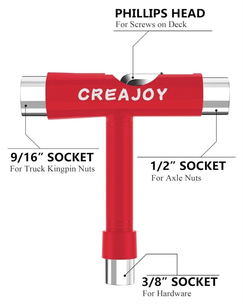 CREAJOY 5 Tools-in-One Skate Multi-Function Portable Skateboard Accessory