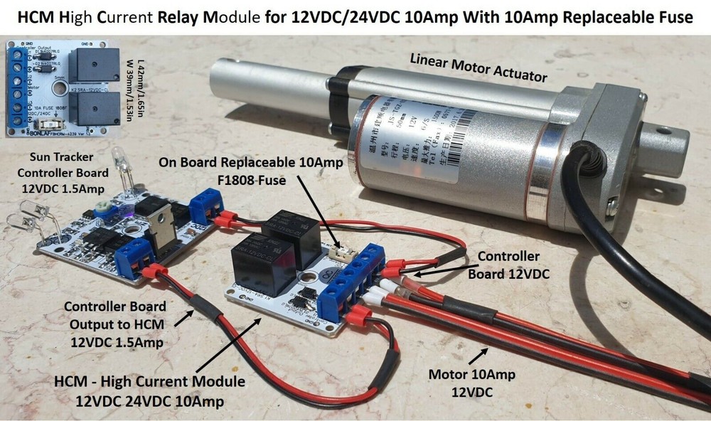 12V 24V 10Amp Relay Module Solar Panel Sun Tracking Controller DIY On Board Fuse