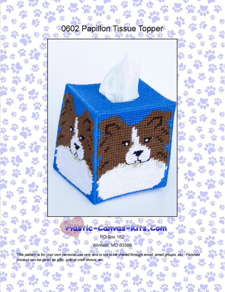 Papillon Dog Tissue Topper-Plastic Canvas Pattern or Kit