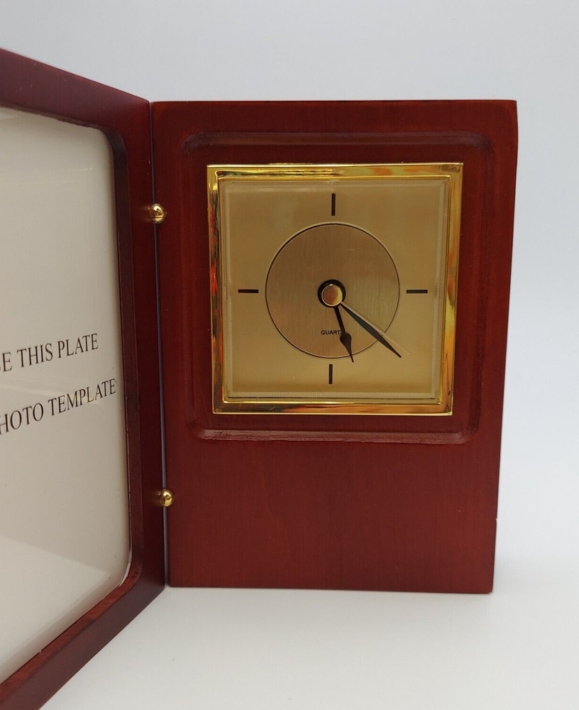 Wooden Book End Frame With Quartz Clock
