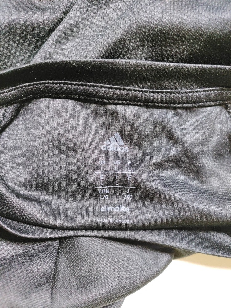 Adidas Men's T-Shirt L Black Graphic 100% Polyester Round Neck Basic