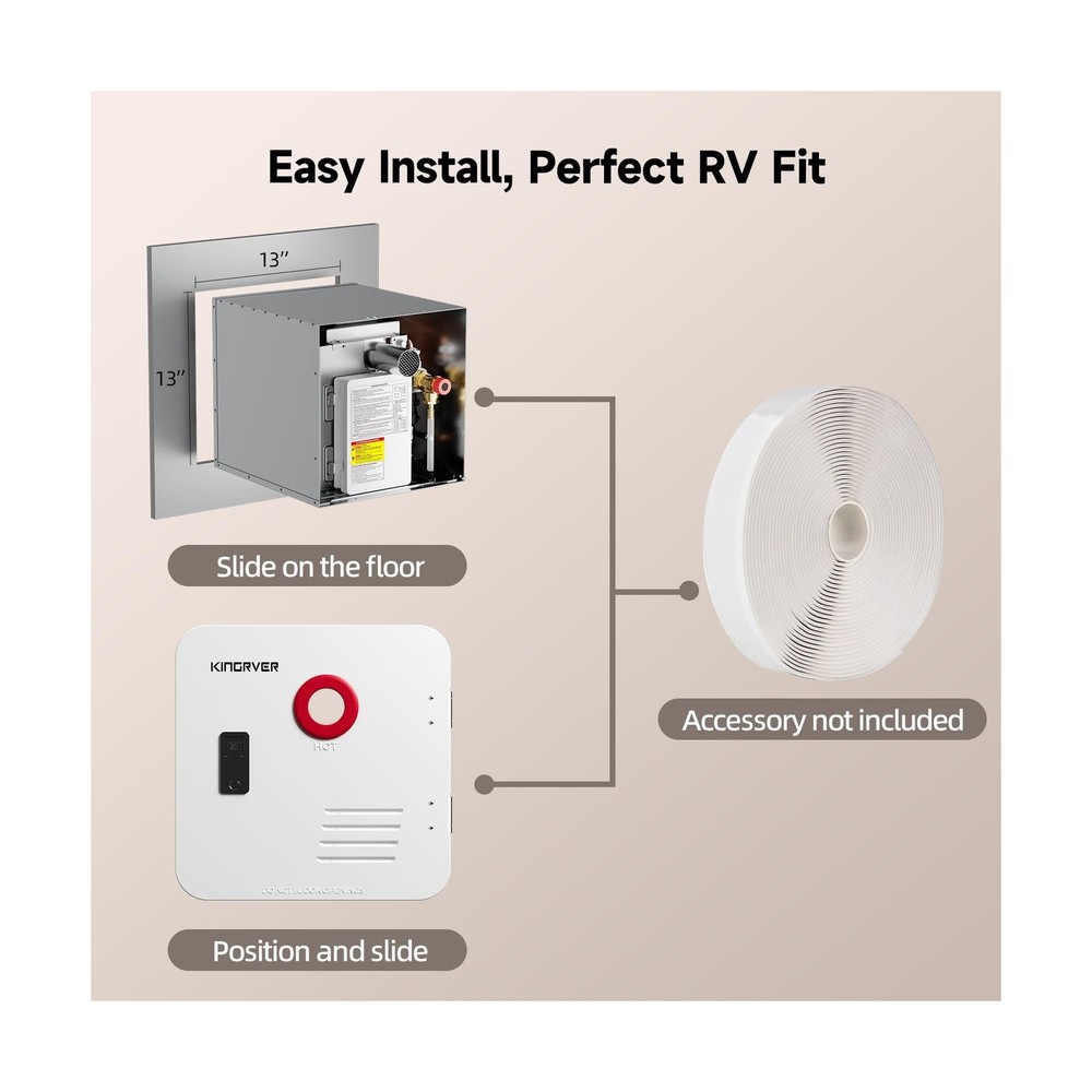 KINGRVER Tankless RV Water Heater 48,000 BTU, Instant On-Demand Hot Water, 12...