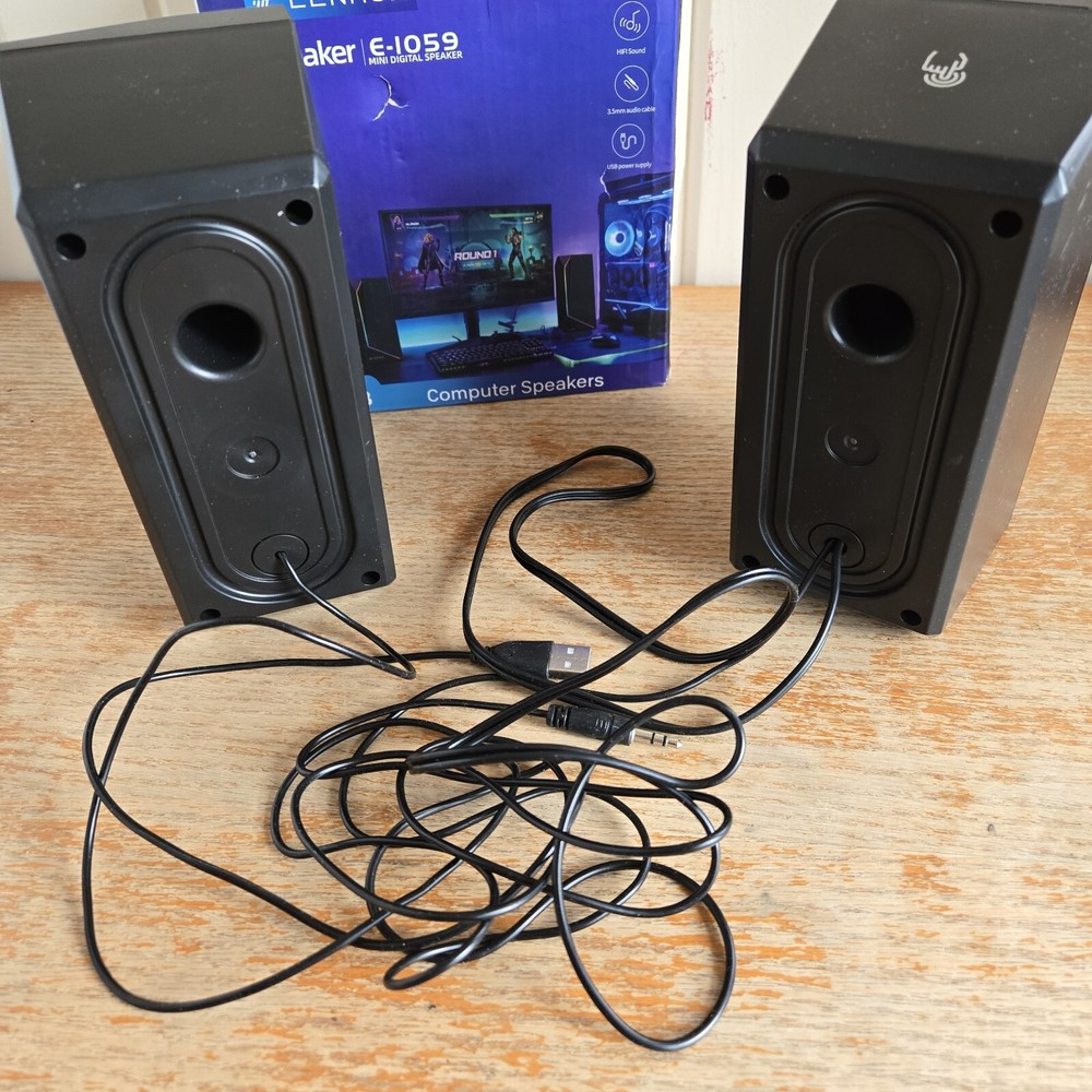 Lenrue E-1059 Mini Digital USB Computer Speakers - Black