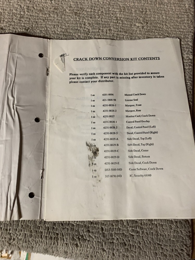 Original Crack Down Sega Arcade video game Manual