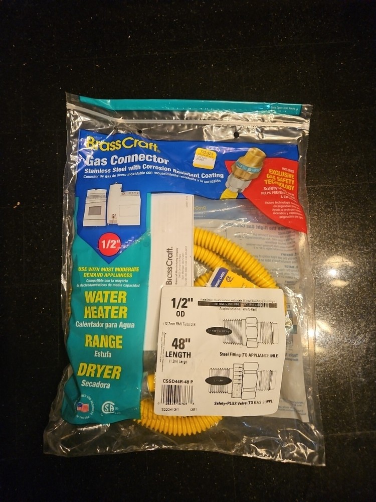 BrassCraft CSSD44-48 P 1/2" MIP x 1/2" MIP 48-Inch Gas Appliance Connector