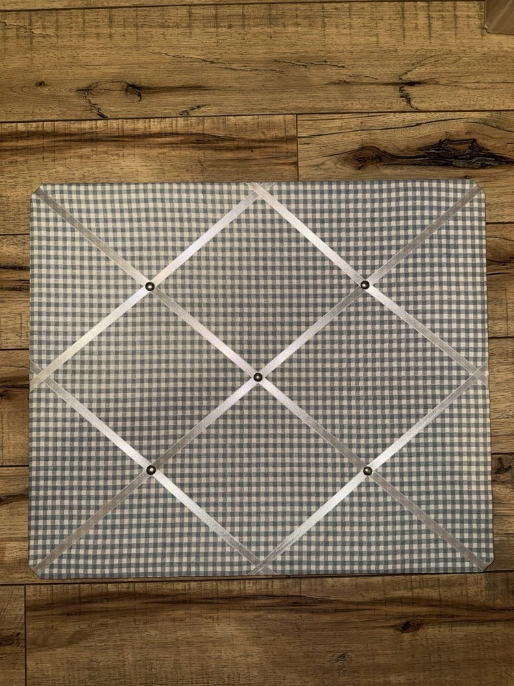 Gingham Pattern Bulletin Board With Ribbon 21” X 18”