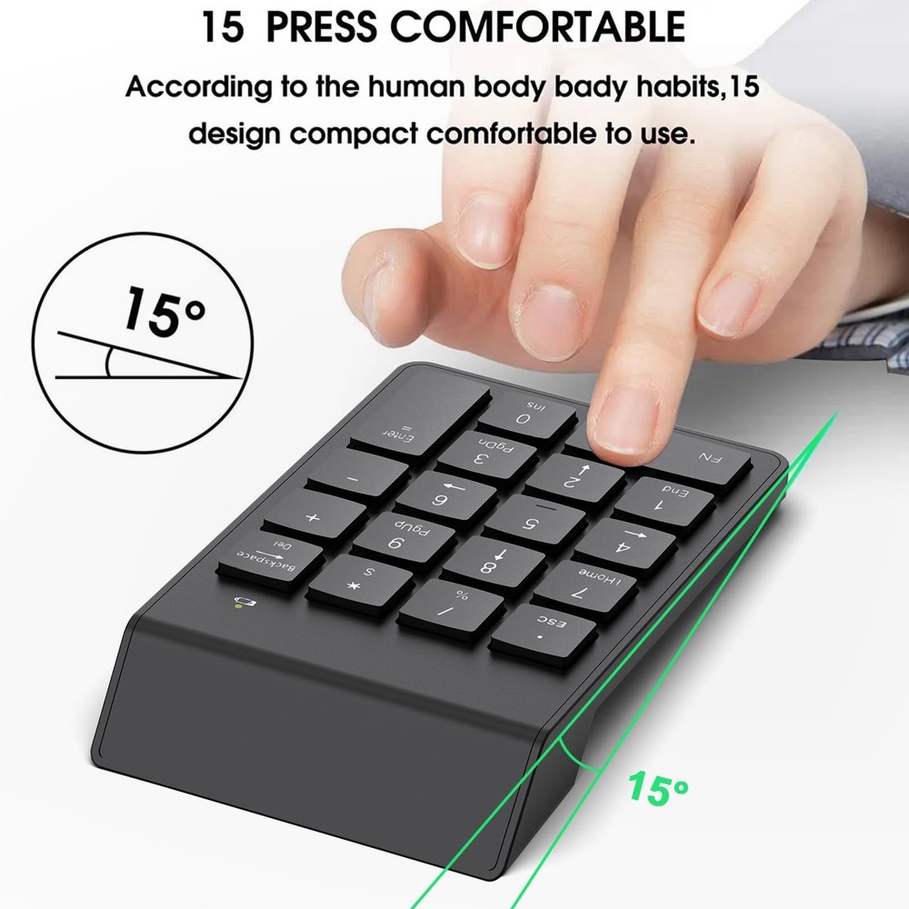 Wireless Number Pad, Numeric Keypad, Numpad Keyboard 10 Key USB Keypad for La...
