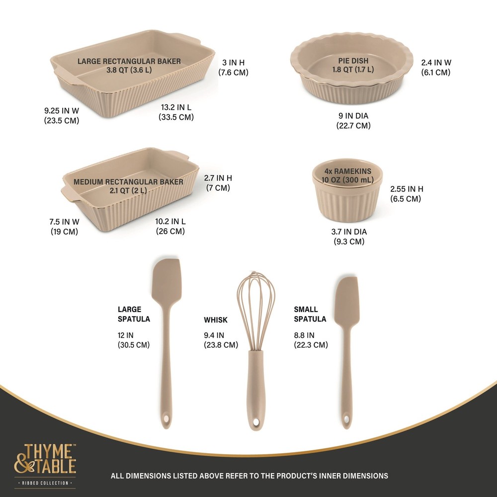 10-Piece Ceramic Bakeware Set Taupe