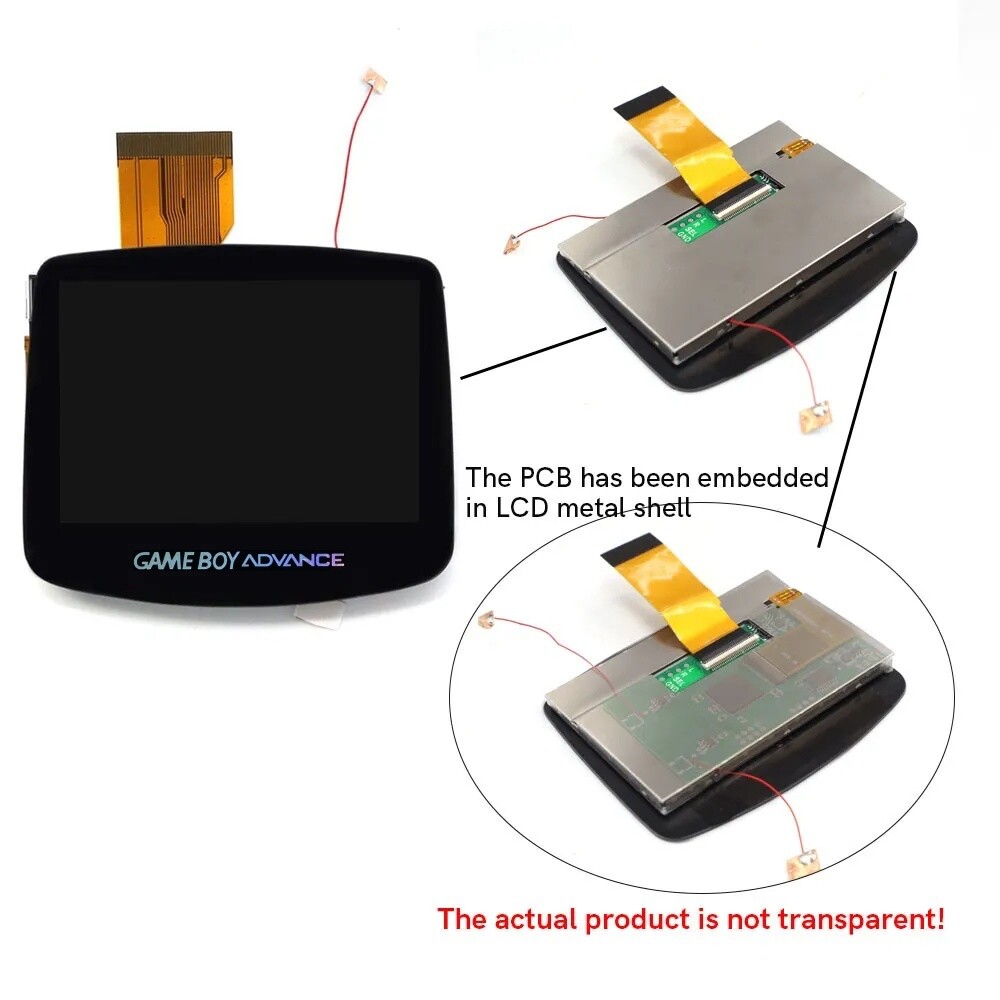Gameboy Advance 720x480 Laminated IPS LCD Backlight Kit V5 3.0 NO SOLDER + Shell
