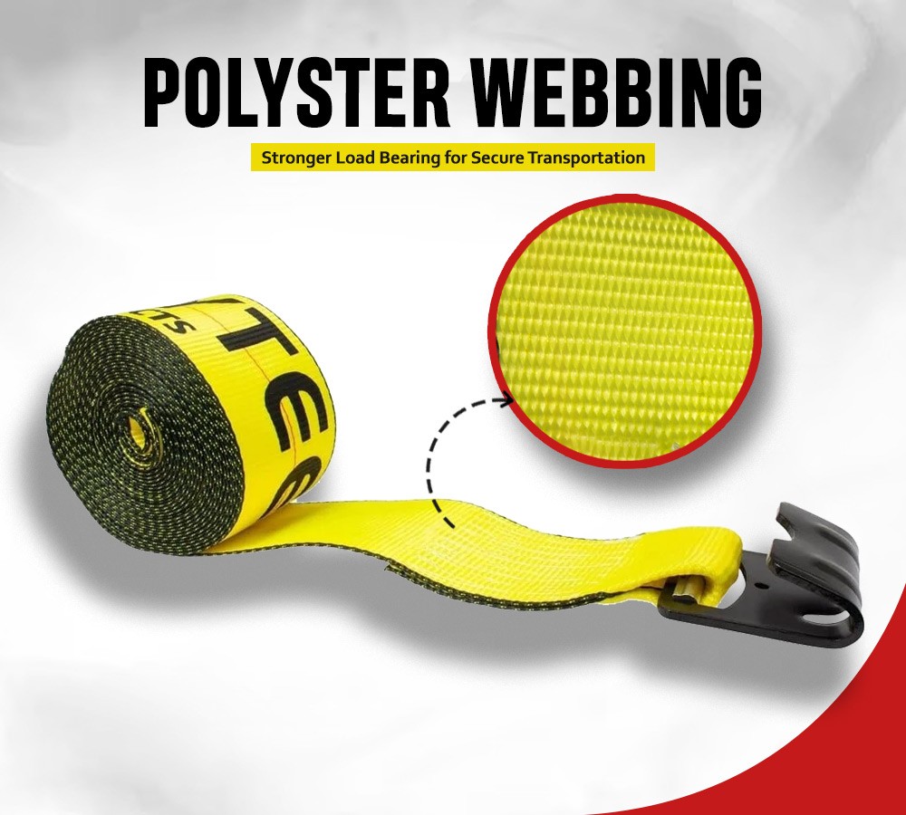 (10 Pack) 4" x 30' Winch Strap w/ Flat Hook Webbing (Reflective Yellow) 5400 #