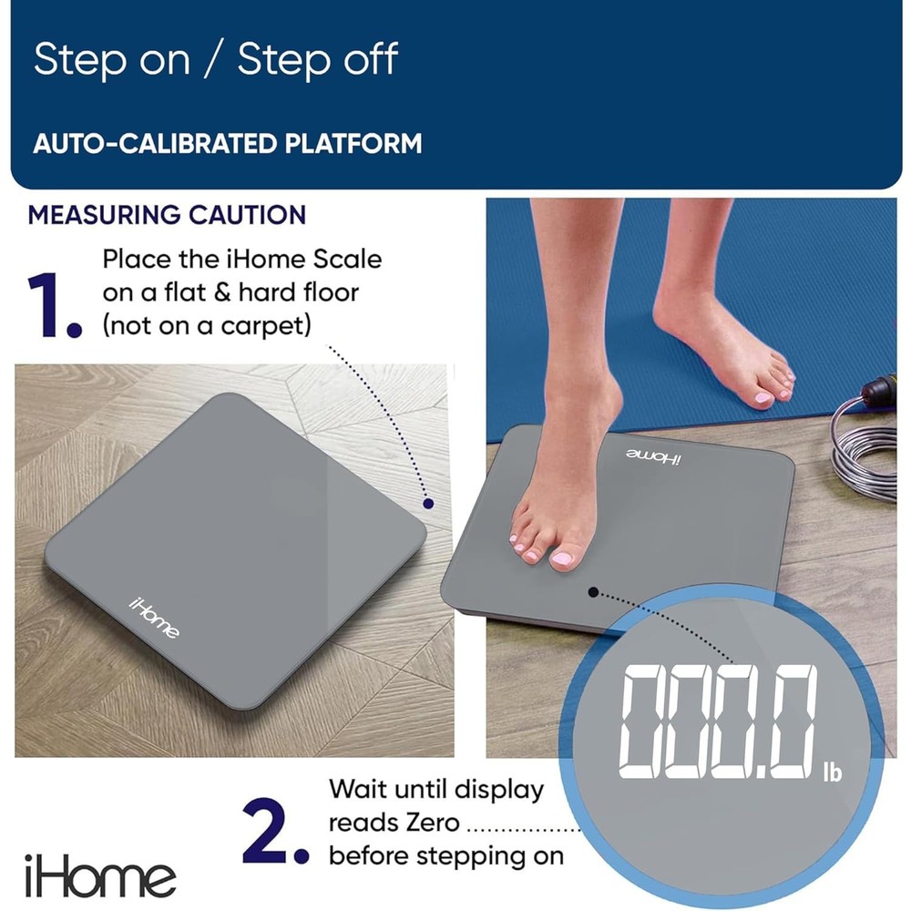 High-Precision Grey Digital Scale with LED Display, Maximum 396 lbs Capacity