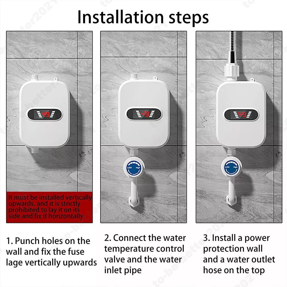 Bathroom Home Hotel 3500W Tankless Instant Electric Instant Water Heater Shower