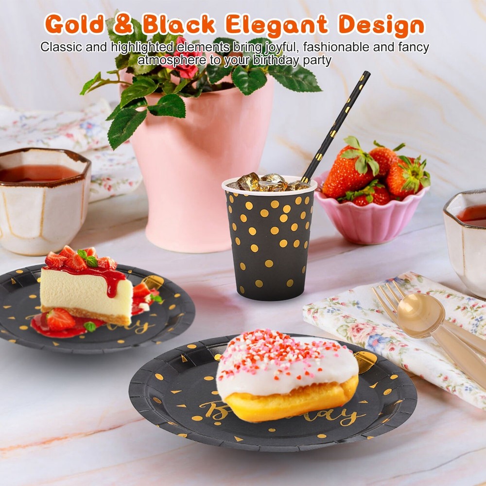 Disposable Dinnerware Set (25 Guests) Plastic Plates Cups Fork for Party Wedding