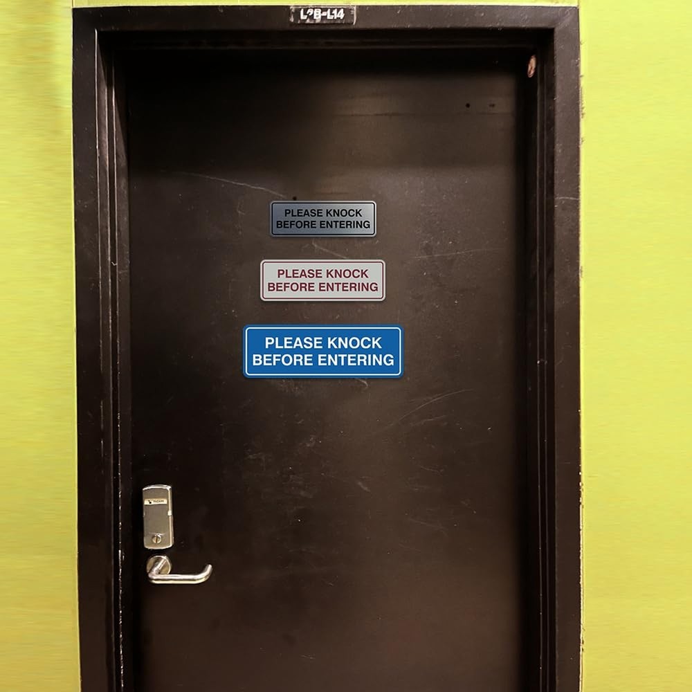 Standard Please Knock Before Entering Sign - Black - Small 1 Pack