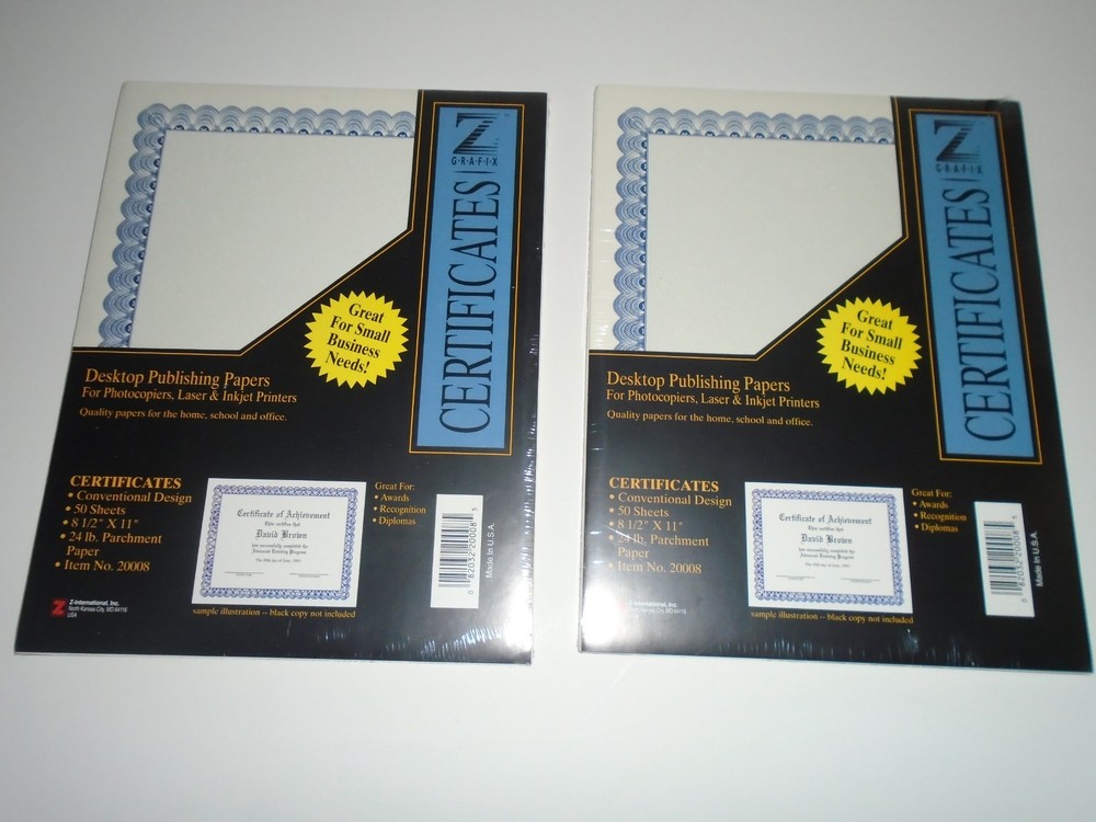 Z Grafix Desktop Publishing Papers Certificates Blue 100 Sheets New
