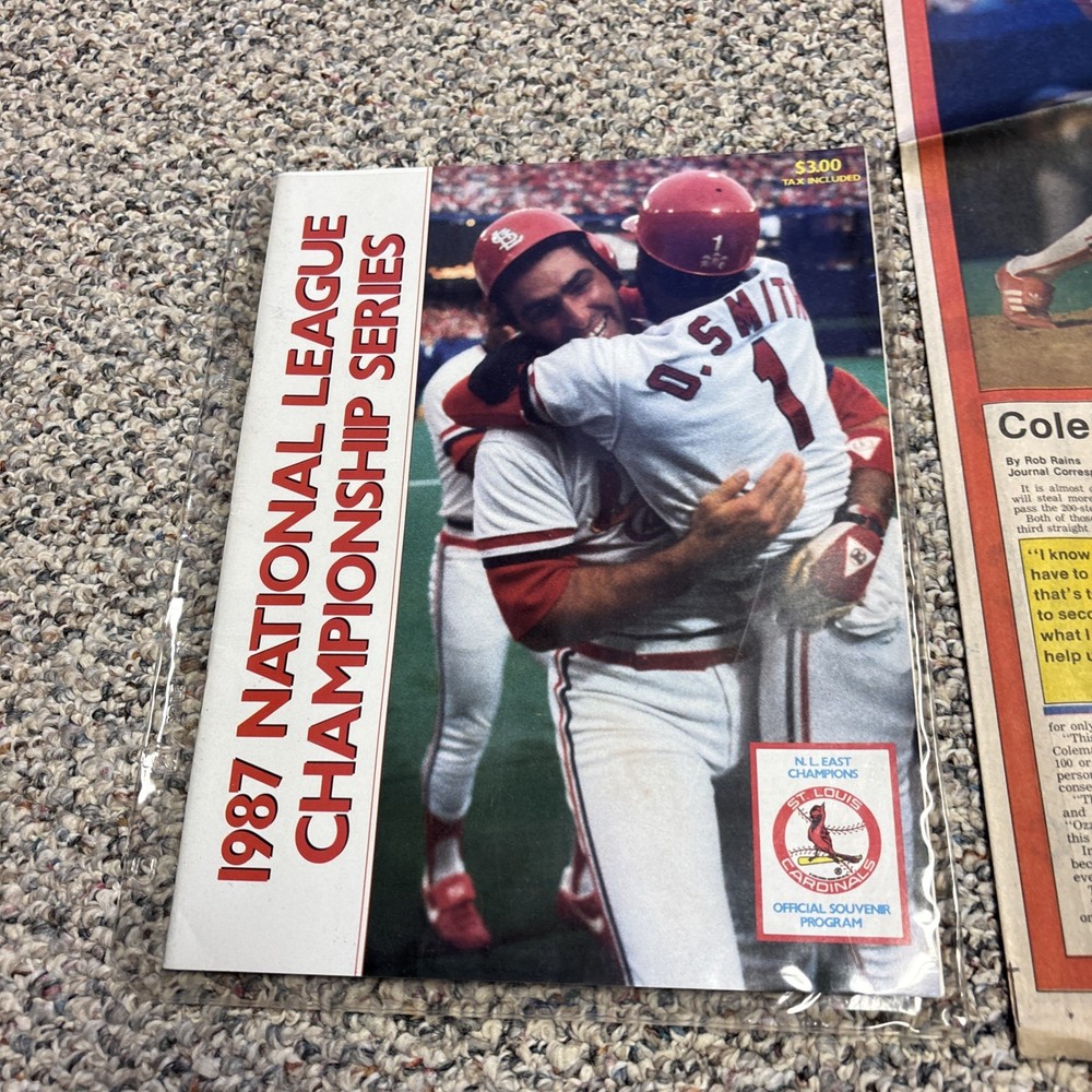 1987 St. Louis Cardinals NLCS Program, Ticket & Newspaper