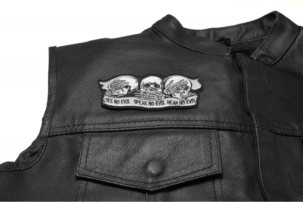 Embroidered Patch (Iron-On), See No Evil Speak No Evil Hear No Evil Skulls