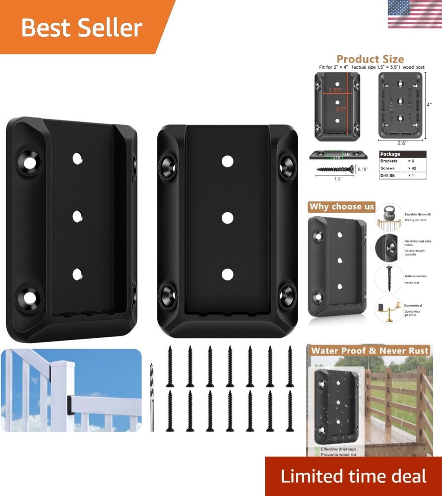 Unique Drainage Brackets: 6 PCS 2x4 Deck Railing Connectors for Lasting Security