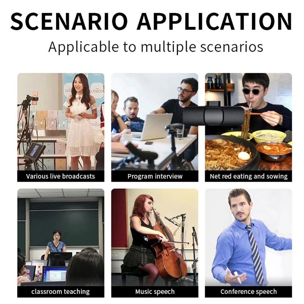 Wireless Lavalier Clip Microphone Mini Mic for Android iPhone Laptop Live Gaming