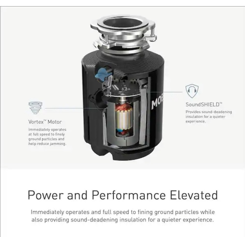 Moen Ex Series Host Series 3/4 Horsepower Improved Installation Garbage Disposal