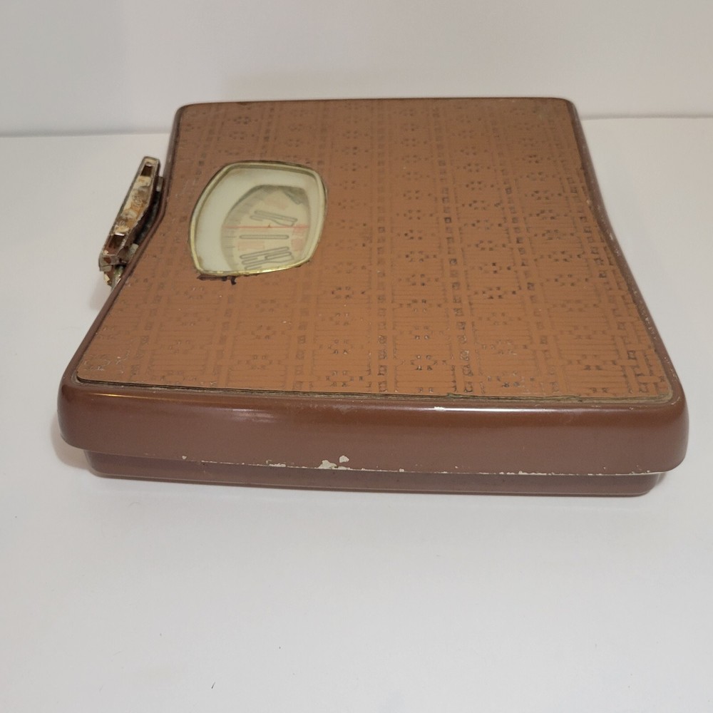 Vintage Bathroom Scale Auto Zero Detecto Works Brown W/ Handle