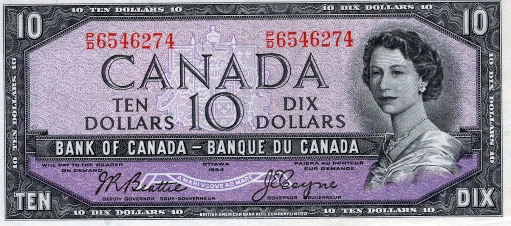 Canada 10 Dollars 1954 Pick # 79a