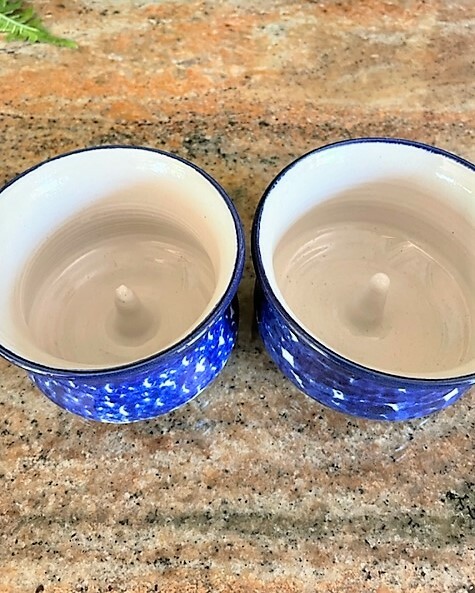 Two Gooseberry Patch Blue Baked Apple Baking Dishes - Nice!