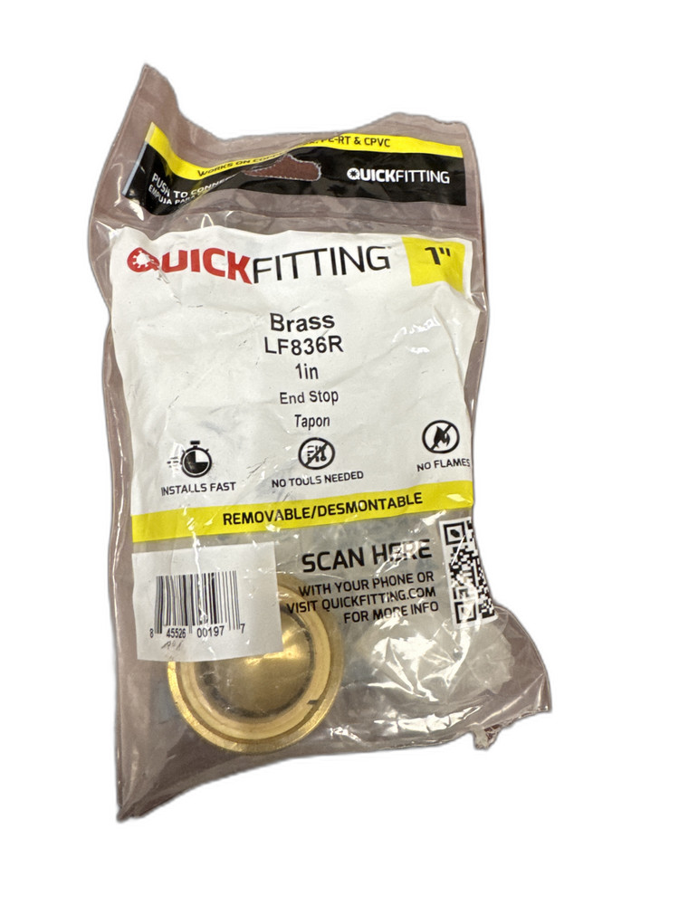 QUICKFITTING 1 in. Push-to-Connect Brass Push Cap (End Stop) Fitting