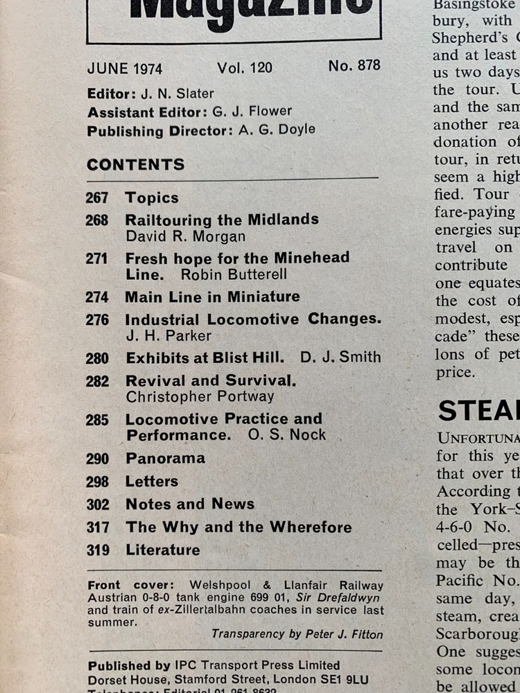 The Railway Magazine - 1974 - 9 issues