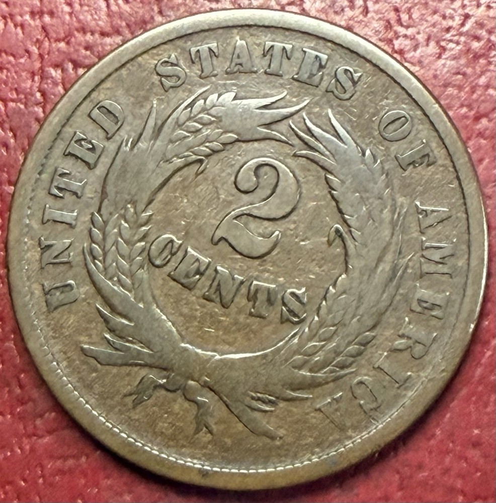 1864 Two Cent Piece. Better Grade. Free Shipping
