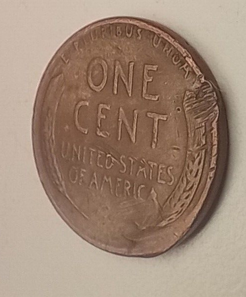 Lincoln Wheat Penny 1944 Error Weak 4-Cud Reverse-Pinched