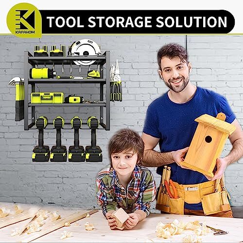 Power Tool Organizer,4 Layer Drill Holders Wall New 1 Pack Black-1Pack