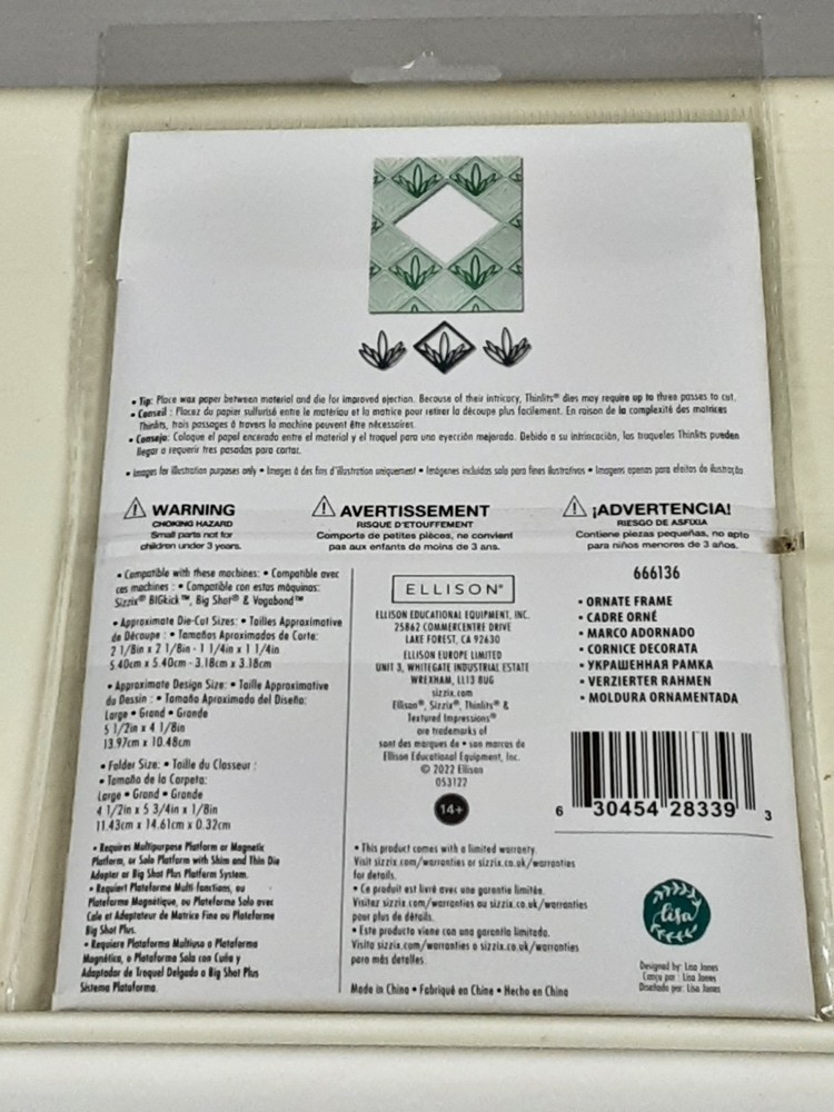 NEW Sizzix Thinlits Ornate Frame 4 die Set 1 Embossing Folder 4.5x5.5 Florals