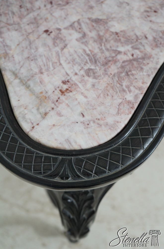 L66603: French Ebonized Marble Top Rolling Bar Cart Server